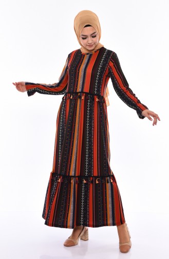 فستان صيفي بتصميم مُطبع 3004-01 لون أسود 3004-01
