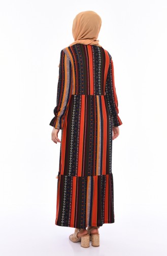 Patterned Summer Dress 3004-01 Black 3004-01