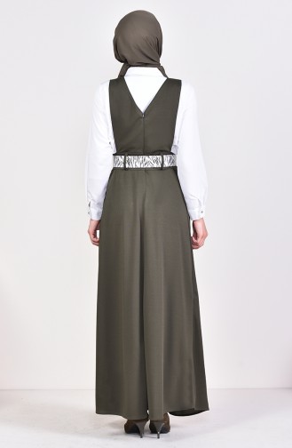 فستان سبولت بتصميم حزام للخصر 5583-04 لون اخضر كاكي 5583-04