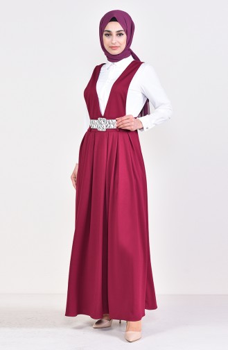 فستان سبولت بتصميم حزام للخصر 5583-05 لون فوشي 5583-05