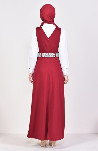 فستان سبولت بتصميم حزام للخصر 5583-06 لون خمري 5583-06