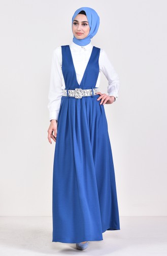 فستان سبولت بتصميم حزام للخصر 5583-07 لون نيلي 5583-07
