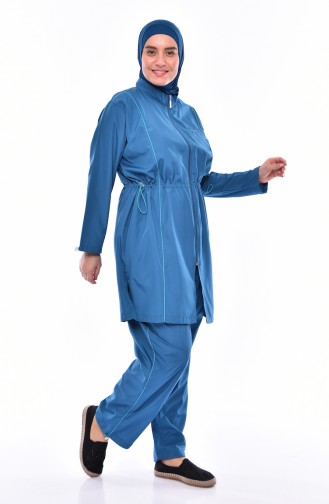 Large Size Hijab Swimsuit 2050-01 Petrol 2050-01