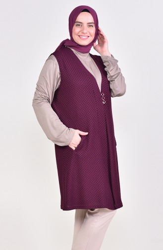 Large Size Jacquard Vest 4761-02 Purple 4761-02