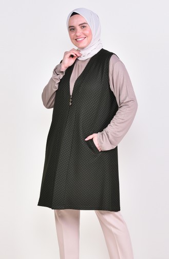 Large Size Jacquard Vest 4761-03 Khaki 4761-03
