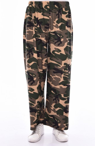 Camouflage Patterned Plenty Cuff Trousers 7869-02 Green 7869-02