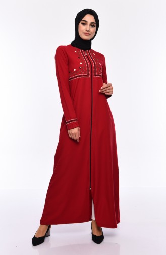 Embroidered Abaya 99195-02 Claret Red 99195-02