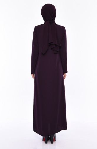 Large Size Embroidered Crepe Abaya 0007-01 Purple 0007-01