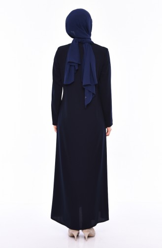 Large Size Embroidered Crepe Abaya 0007-04 Navy 0007-04