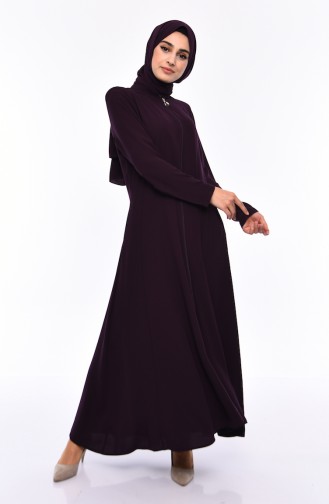 Zippered Crepe Abaya 0008-03 Purple 0008-03