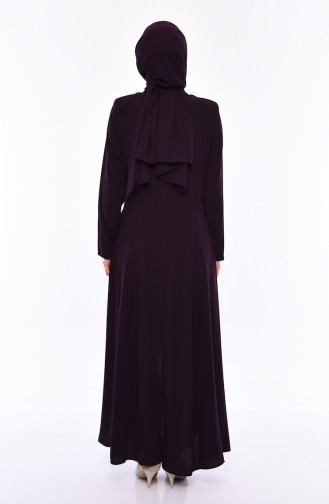 Zippered Crepe Abaya 0008-03 Purple 0008-03