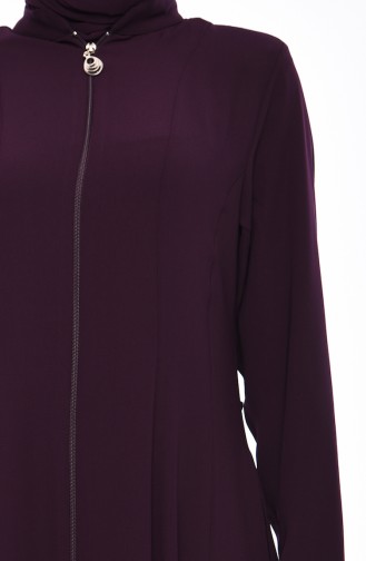 Zippered Crepe Abaya 0008-03 Purple 0008-03