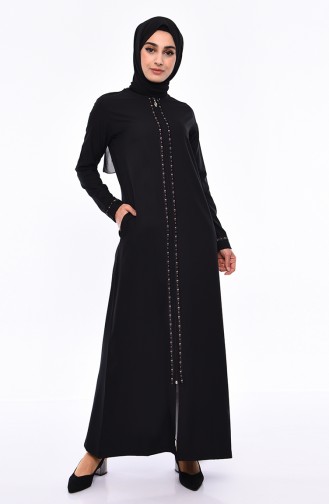 Abaya a Rayures 99194-01 Noir 99194-01