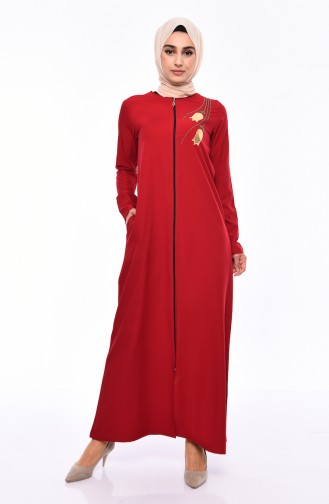 Embroidered Abaya 99196-02 Claret Red 99196-02