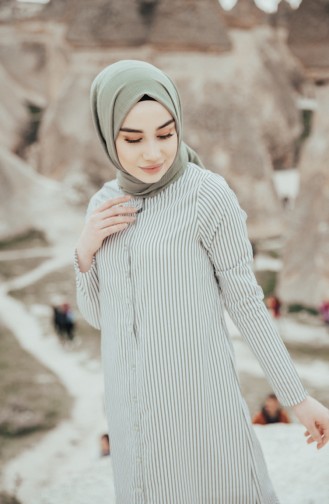 Khaki Hijab Kleider 4405-04