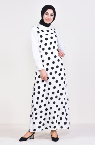 Polka Dot Gilet Kleid 7029-01 Weiss 7029-01