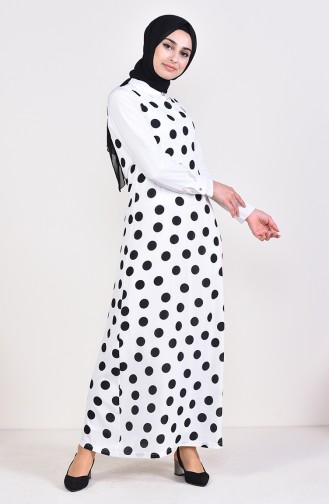 Polka Dot Gilet Kleid 7029-01 Weiss 7029-01