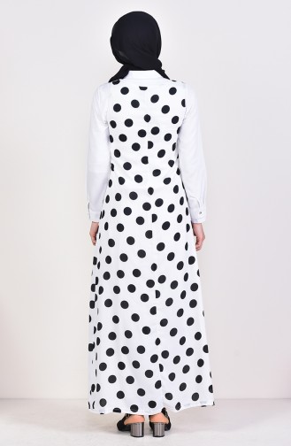 فستان بدون أكمام بتصميم مُنقط 7029-01 لون أبيض 7029-01