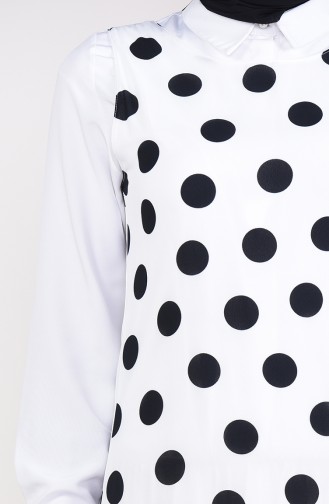 Polka Dot Gilet Dress 7029-01 White 7029-01