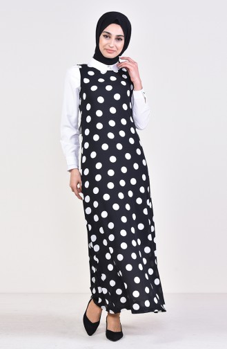 Polka Dot Gilet Kleid 7029-03 Schwarz 7029-03