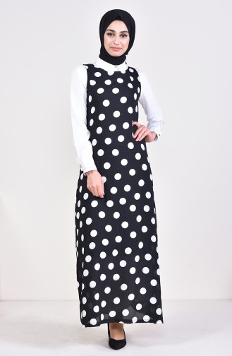 Polka Dot Gilet Kleid 7029-03 Schwarz 7029-03