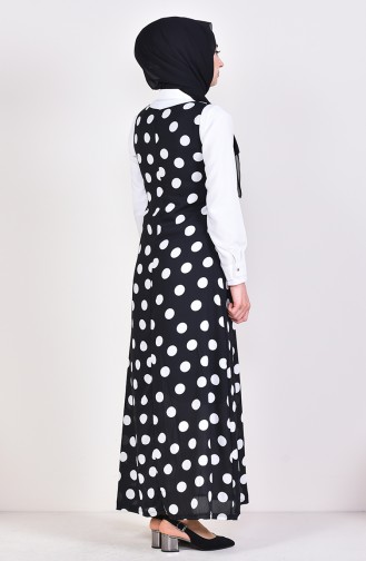 Polka Dot Gilet Kleid 7029-03 Schwarz 7029-03