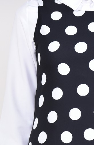 Polka Dot Gilet Kleid 7029-03 Schwarz 7029-03