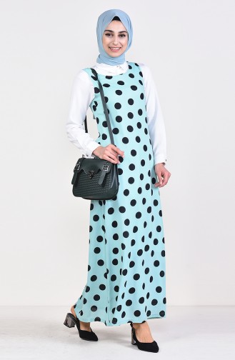 Polka Dot Gilet Kleid 7029-04 Wassergrün 7029-04