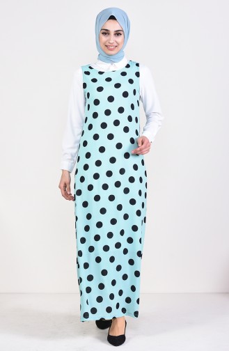 Polka Dot Gilet Kleid 7029-04 Wassergrün 7029-04