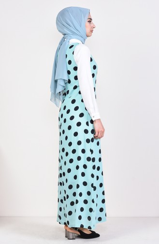 Polka Dot Gilet Kleid 7029-04 Wassergrün 7029-04