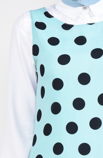 Polka Dot Gilet Kleid 7029-04 Wassergrün 7029-04