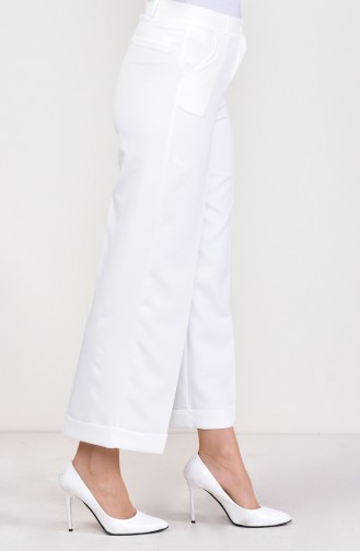 Pockets Straight Cuff Trousers 0233-01 White 0233-01