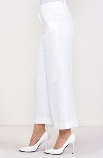 Pockets Straight Cuff Trousers 0233-01 White 0233-01