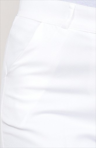 Pockets Straight Cuff Trousers 0233-01 White 0233-01