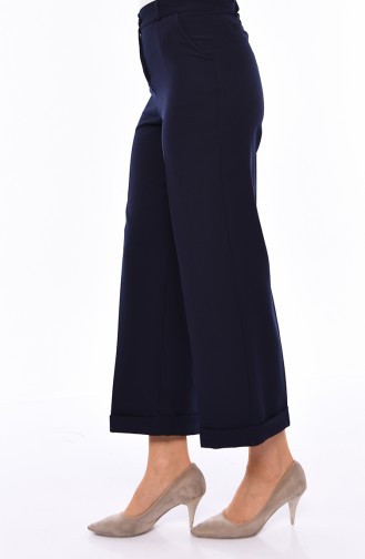 Pockets Straight Cuff Trousers 0233-02 Navy 0233-02