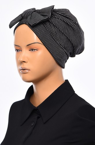 Striped Bow Bonnet 1035-01 Black 1035-01