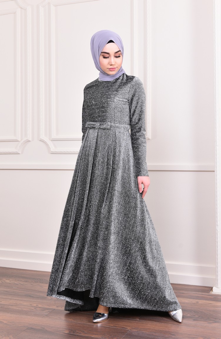 Black Hijab Evening Dress 9065-05
