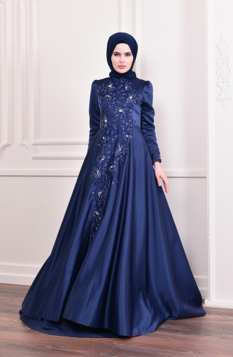Dunkelblau Hijab-Abendkleider 6156-02