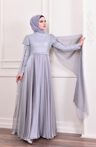 Grau Hijab-Abendkleider 6158-01