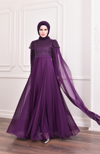 Pearls Evening Dress 6158-03 Plum 6158-03