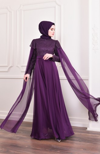 Pearls Evening Dress 6158-03 Plum 6158-03