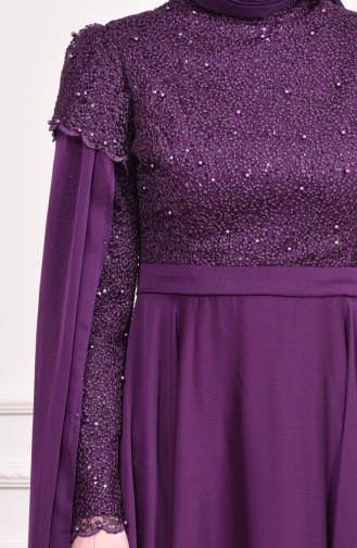 Pearls Evening Dress 6158-03 Plum 6158-03