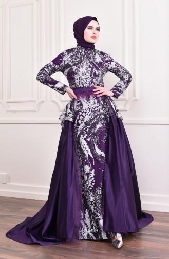 Silvery Fish Evening Dress 6160-02 Purple 6160-02