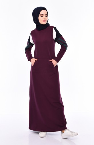 Plum Hijab Dress 8319-04