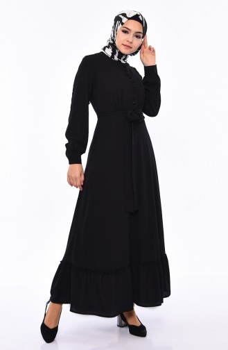 Schwarz Hijab Kleider 3063-04