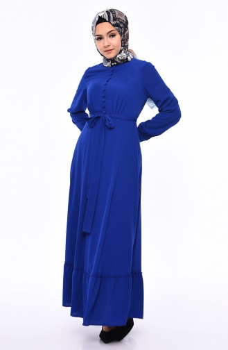 Saks-Blau Hijab Kleider 3063-04