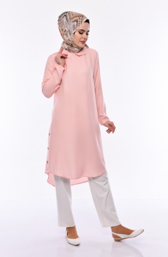 Bebe Yaka Asimetrik Tunik 5412-04 Pudra