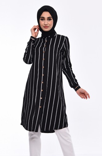 Çizgili Tunik 5414-03 Siyah