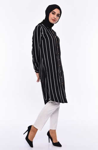 Çizgili Tunik 5414-03 Siyah