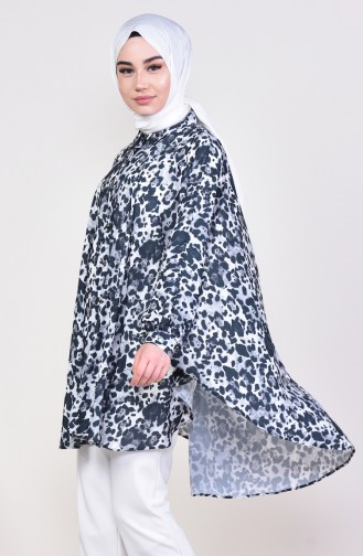 Leopar Desenli Tunik Panço 1004-01 Siyah Bej